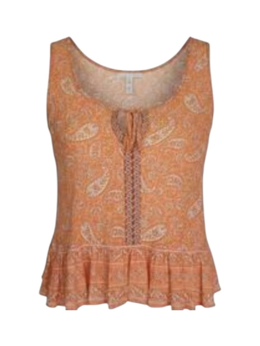 Patrons of Peace Orange & White Paisley Rayon Sleeveless Top Size Large